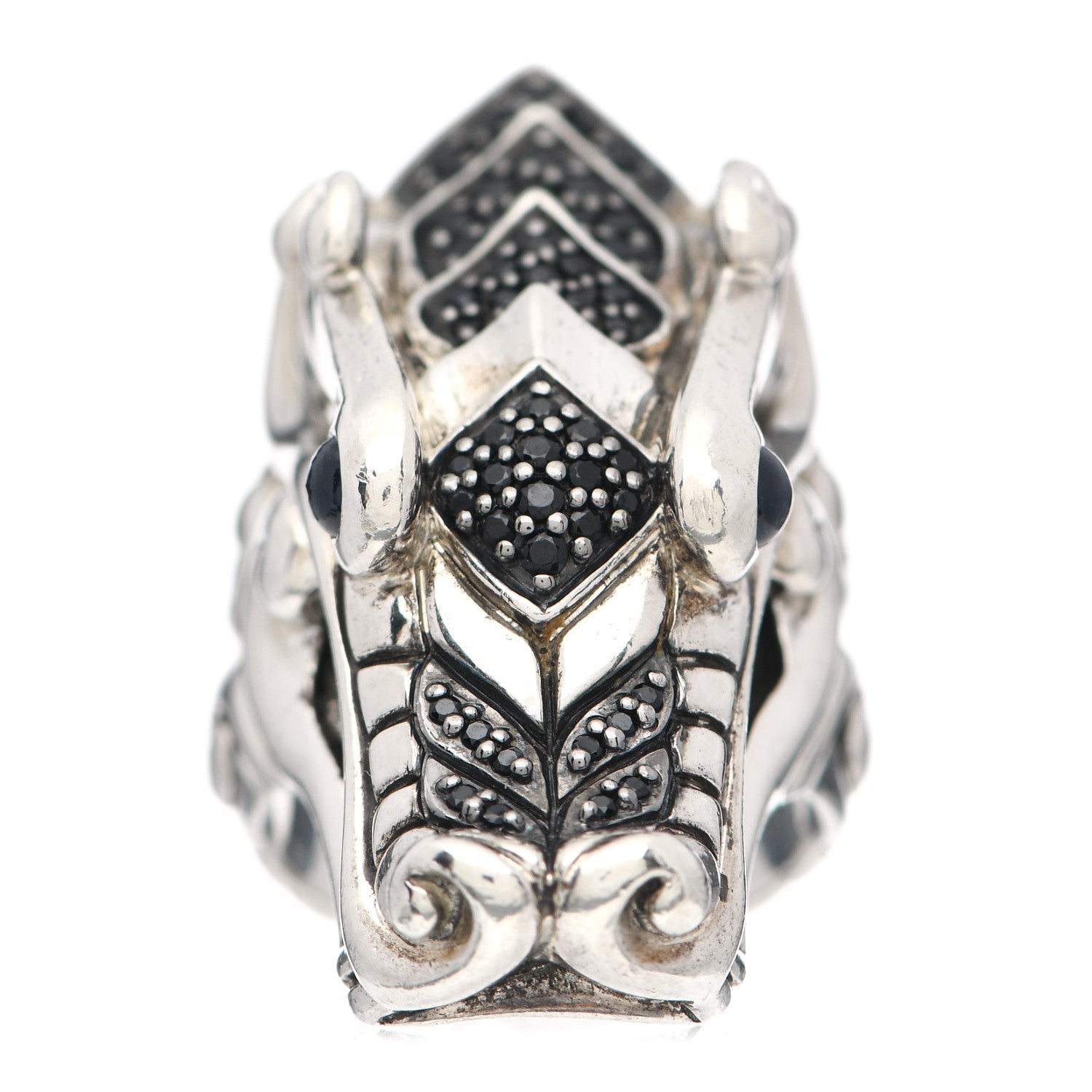 John Hardy Sterling Silver Black Spinel Blue Sapphire Naga Head Ring 54 7 3 of 7