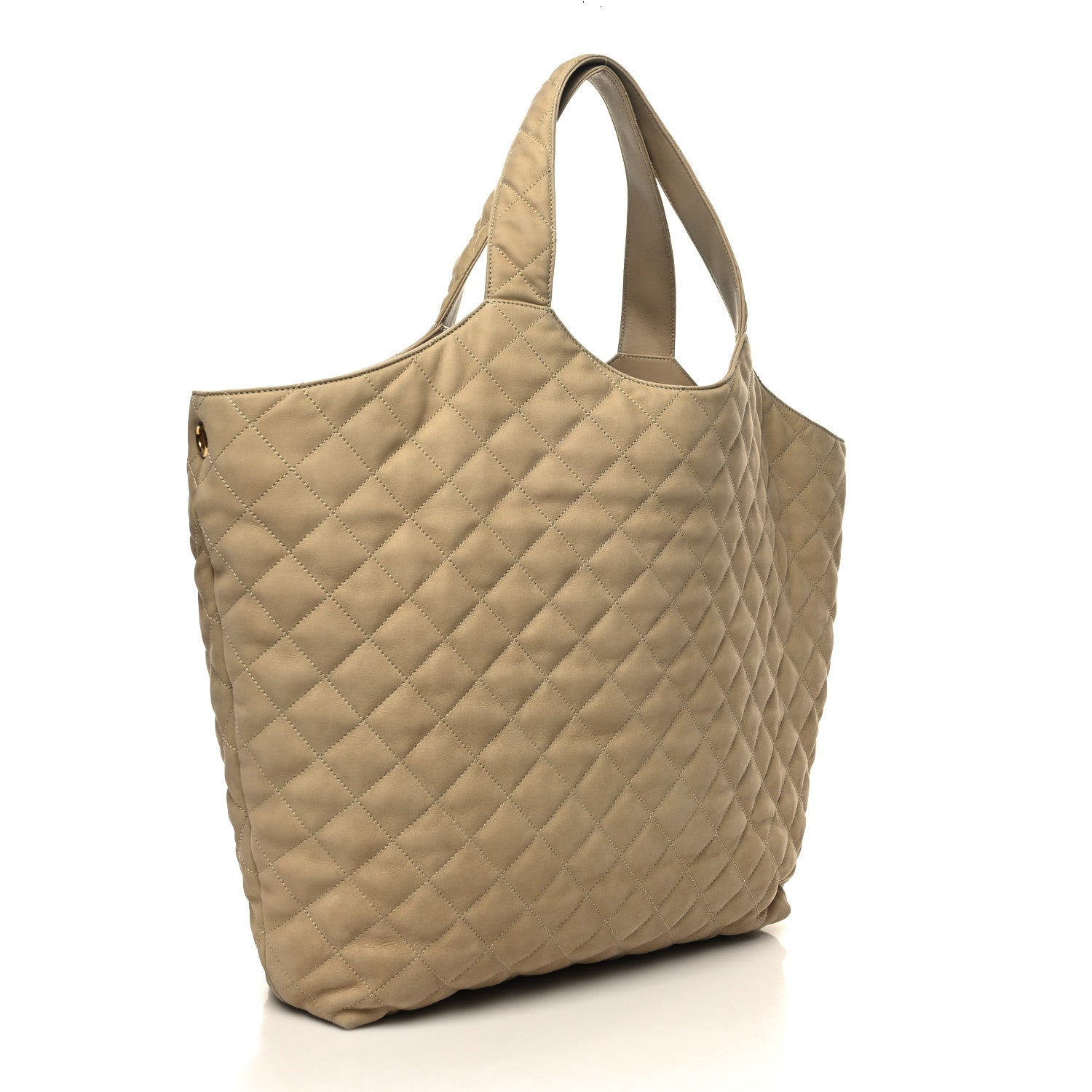 Saint Laurent Nubuck Suede Quilted Maxi Icare Shopping Tote Beige 4 of 13