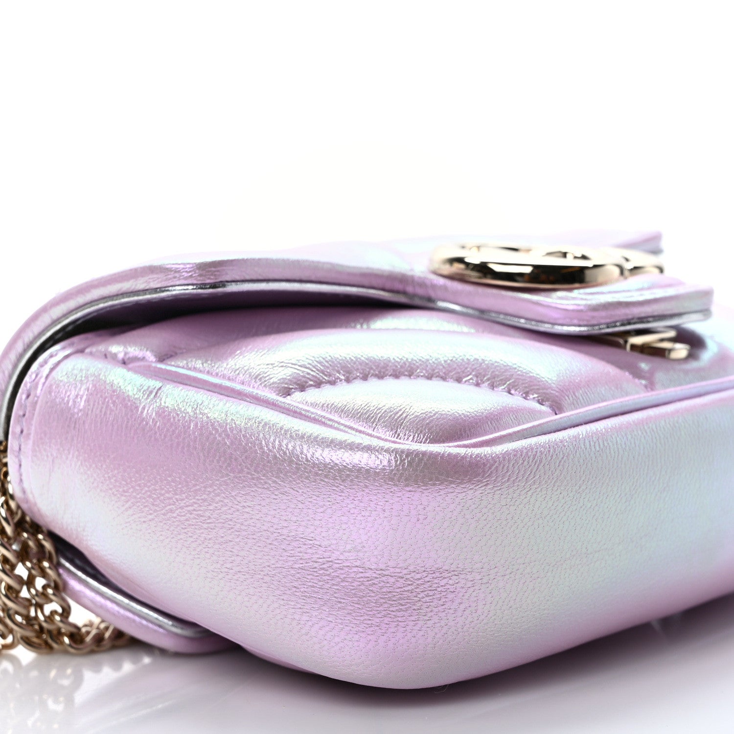 Gucci Iridescent Nappa Chevron Matelasse Super Mini GG Marmont Shoulder Bag Iridescent Escape Pink 8 of 10