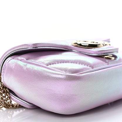 Gucci Iridescent Nappa Chevron Matelasse Super Mini GG Marmont Shoulder Bag Iridescent Escape Pink 8 of 10