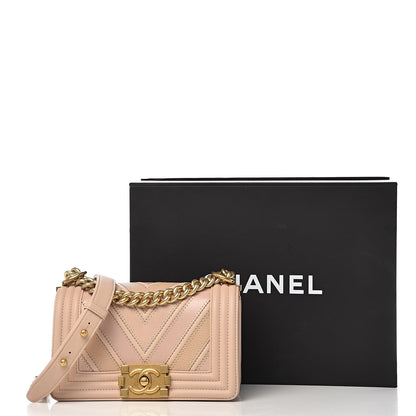 Chanel Caviar Suede Calfskin Chevron Quilted Small Boy Flap Light Pink 11 of 11