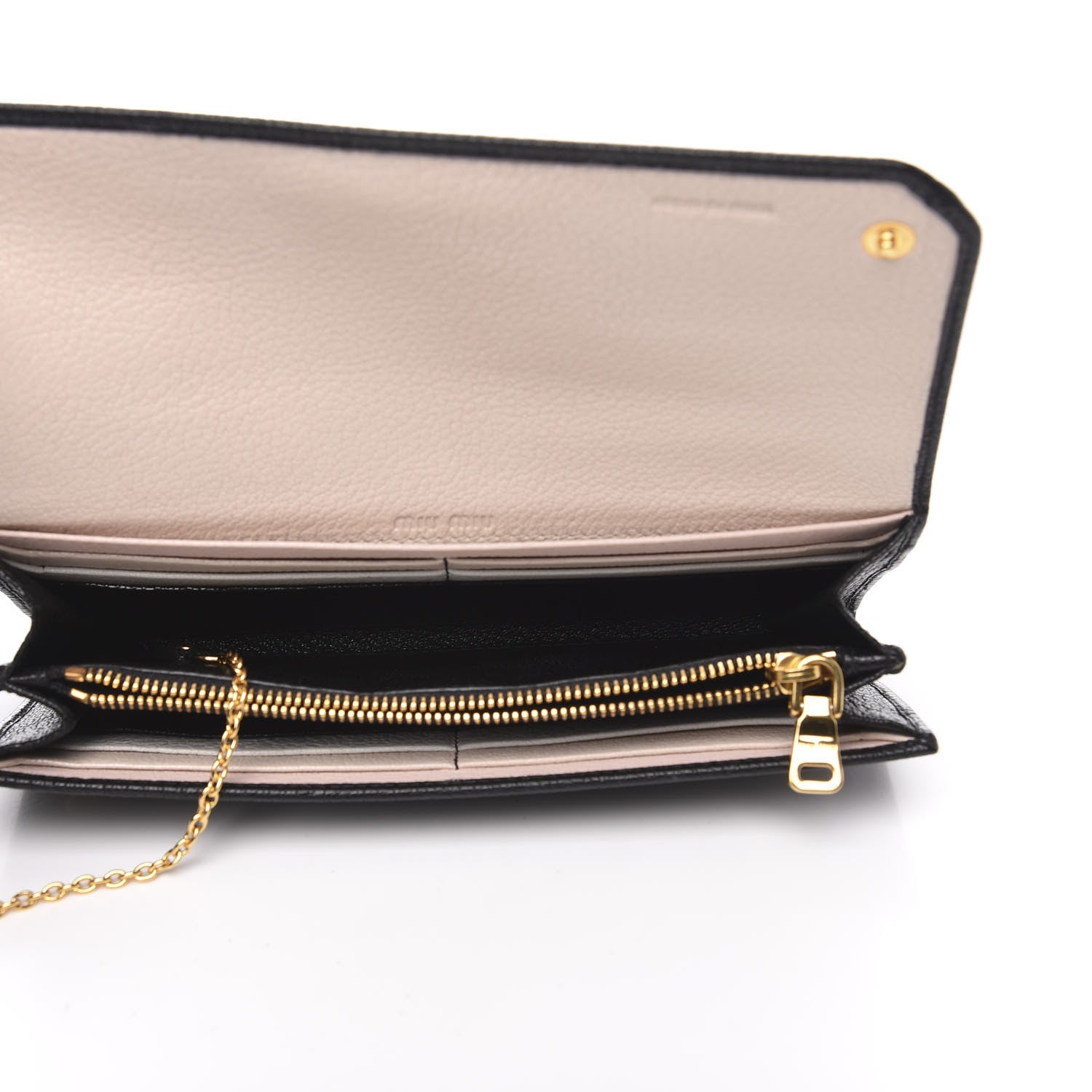 Miu Miu Goatskin Madras Flap Wallet Black 6 of 10