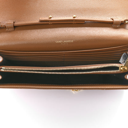 Saint Laurent Grain De Poudre Matelasse Chevron Monogram Chain Wallet Dune 5 of 9