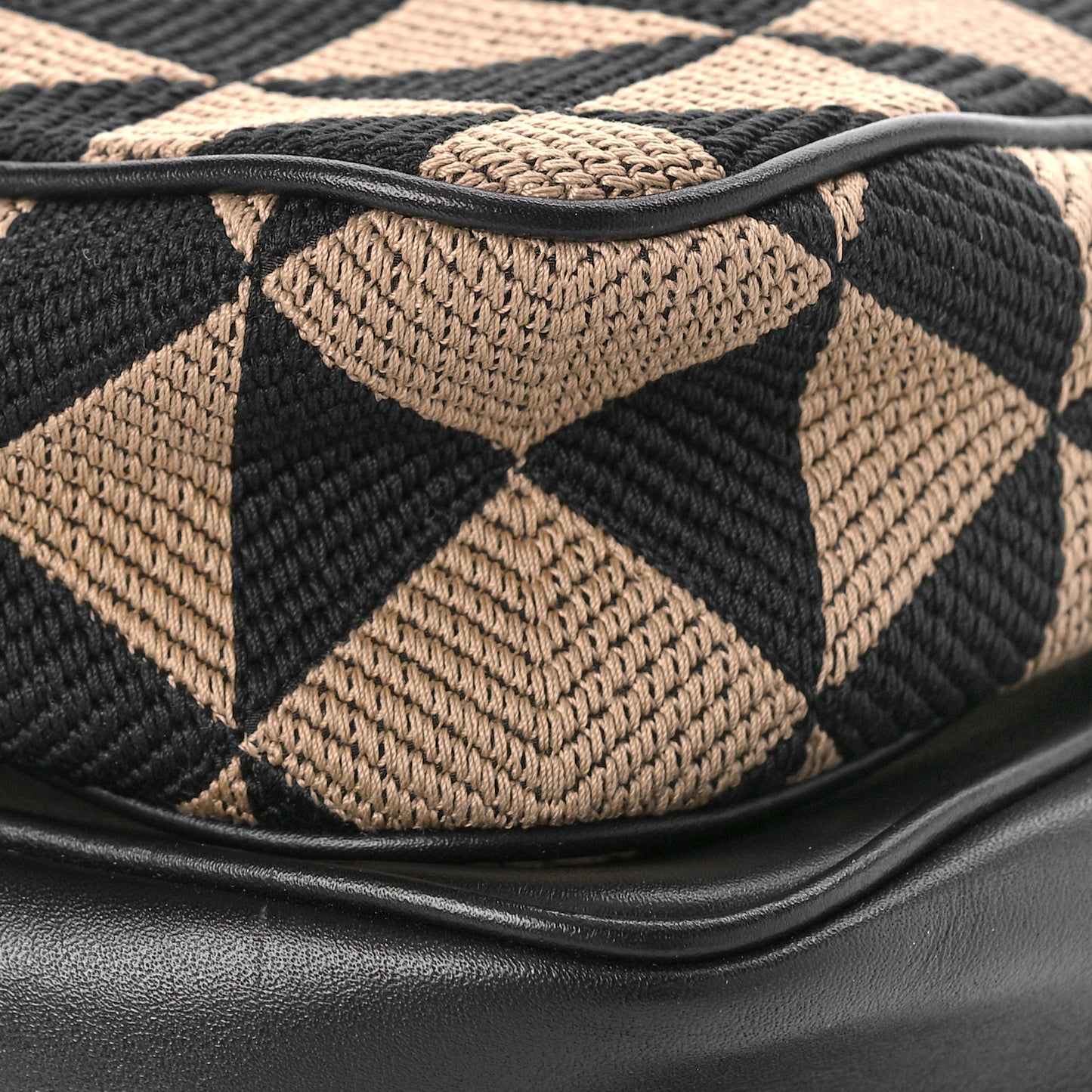 Jacquard Calfskin Triangolo Symbole Embroidered Mini Triangle Double Bag Black Corda