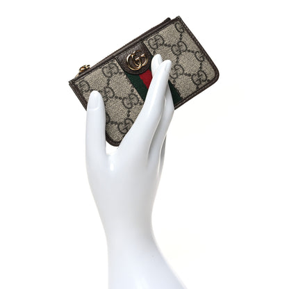 Gucci GG Supreme Monogram Web Ophidia Zip Card Case Brown 2 of 10