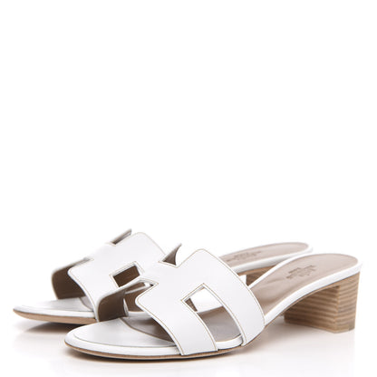 Hermes Calfskin Oasis Sandals 37.5 White 3 of 8