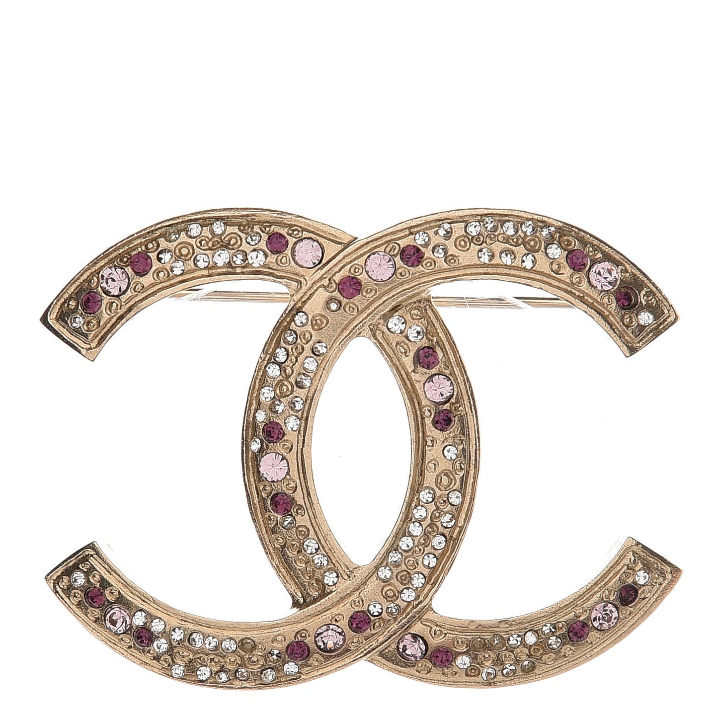 Crystal CC Brooch Gold Purple