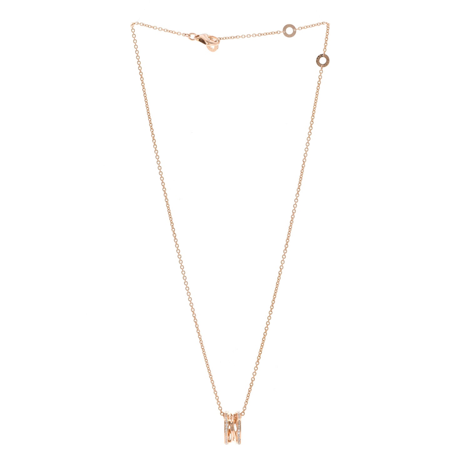 Bulgari 18K Rose Gold Diamond B.Zero1 Open Legends Pendant Necklace 3 of 4
