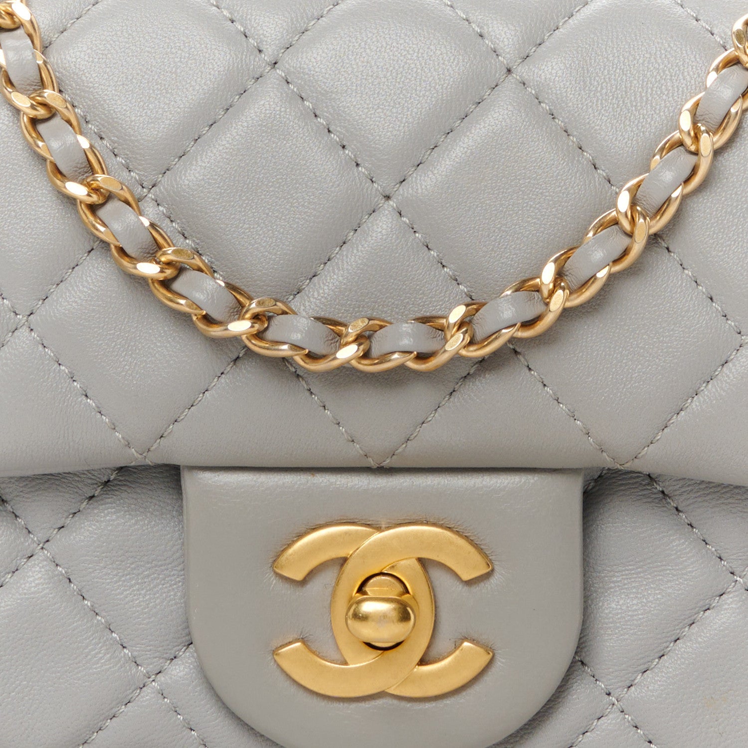 Chanel Lambskin Quilted Mini Rectangular Pearl Crush Flap Grey 9 of 11