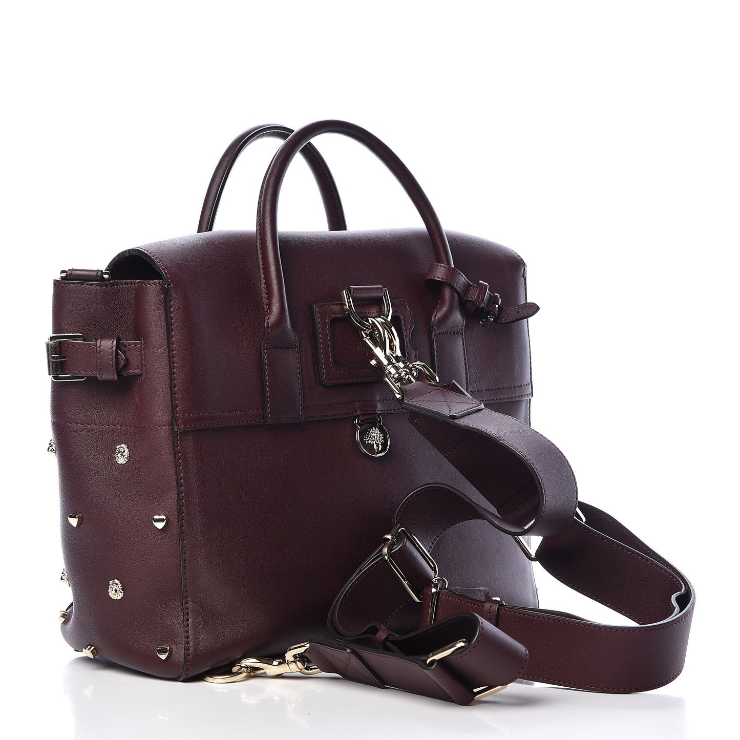Calfskin Studded Medium Cara Delevingne Convertible Satchel Oxblood