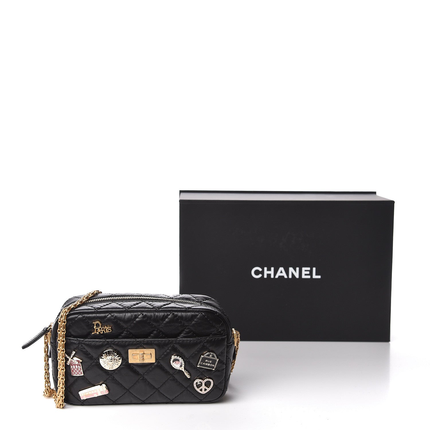Chanel Aged Calfskin Quilted Mini Lucky Charm Reissue Camera Case Black 11 of 11