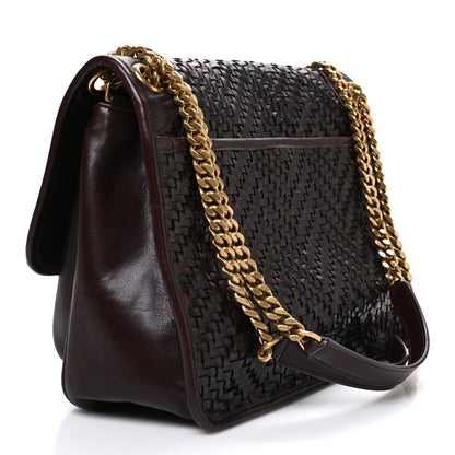 Saint Laurent Calfskin Woven Monogram Medium Niki Chain Satchel Burnt Brown 3 of 10