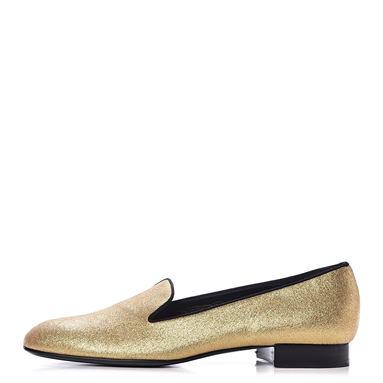 Saint Laurent Metallic Calfskin Smoking Slipper Flat Loafers 37 Gold 1 of 11