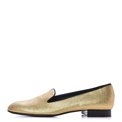 Saint Laurent Metallic Calfskin Smoking Slipper Flat Loafers 37 Gold 1 of 11