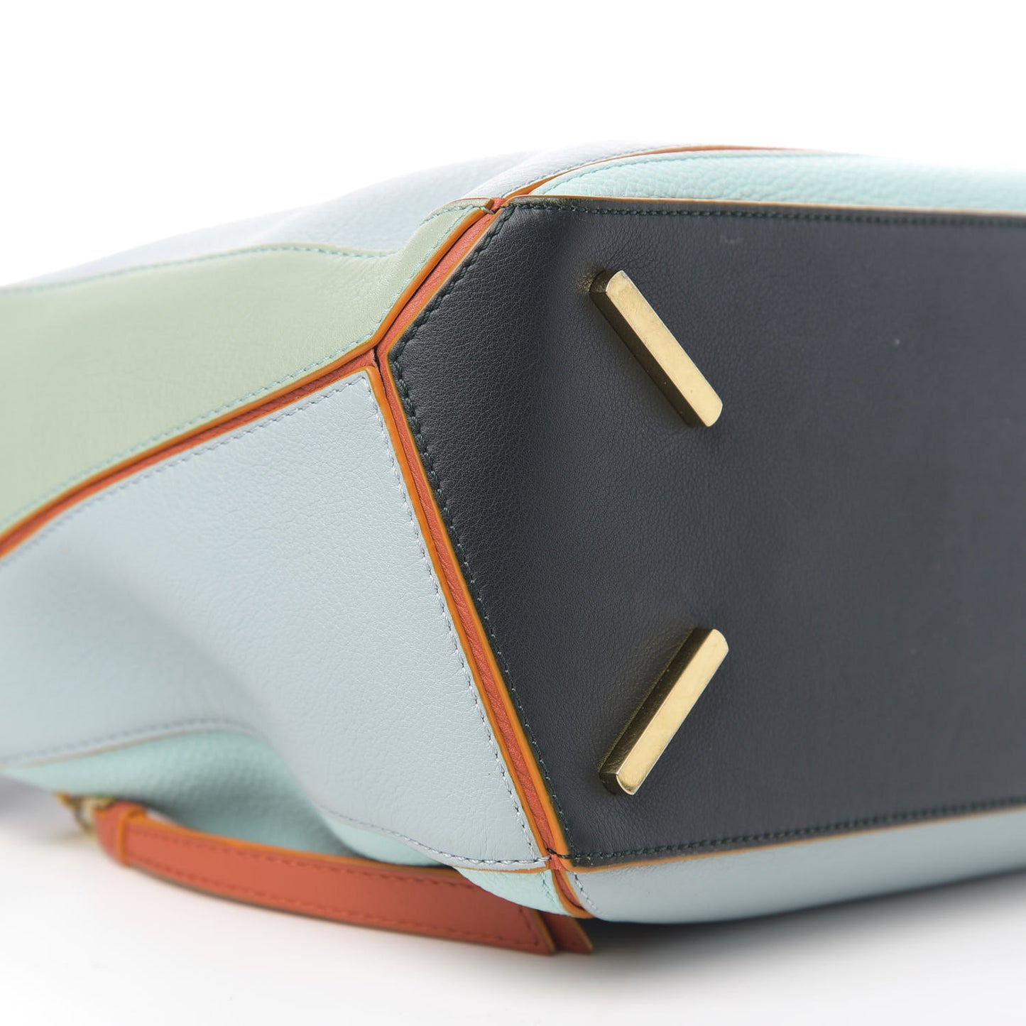 Calfskin Medium Paula's Ibiza Puzzle Bag Aqua Light Blue Multicolor