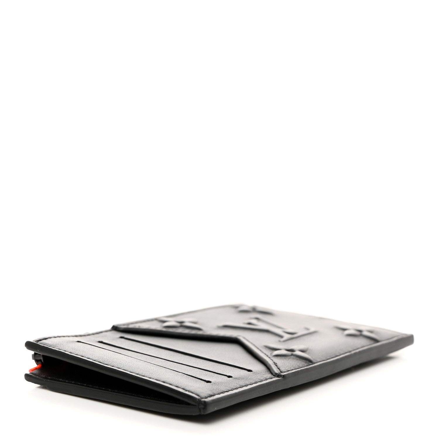 Louis Vuitton Calfskin Debossed Monogram Coin Card Holder Black 4 of 6