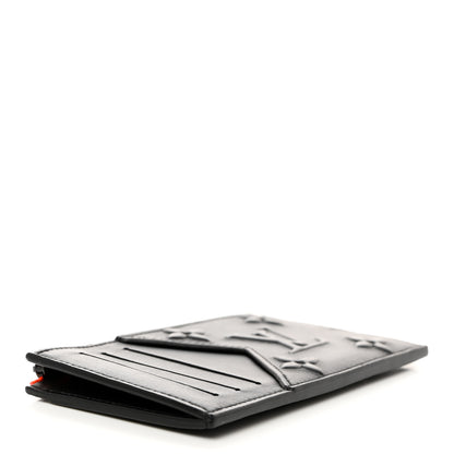 Louis Vuitton Calfskin Debossed Monogram Coin Card Holder Black 4 of 6