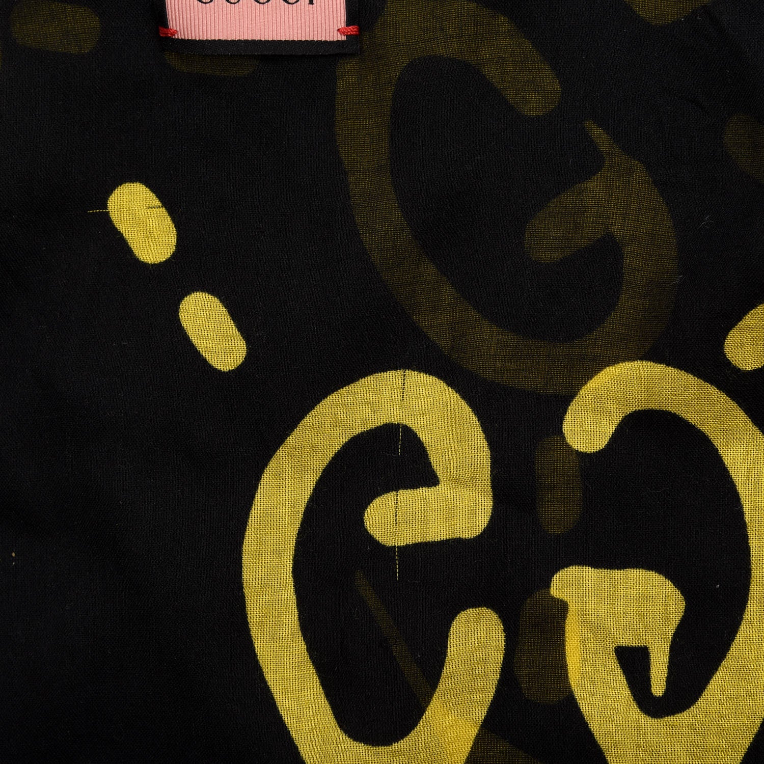 Gucci Modal Silk GG Writers Shawl Black Yellow 5 of 5