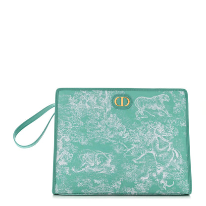 Christian Dior Canvas Embroidered Dioriviera 30 Montaigne Toile De Jouy Dea Pouch Aquamaria 1 of 7