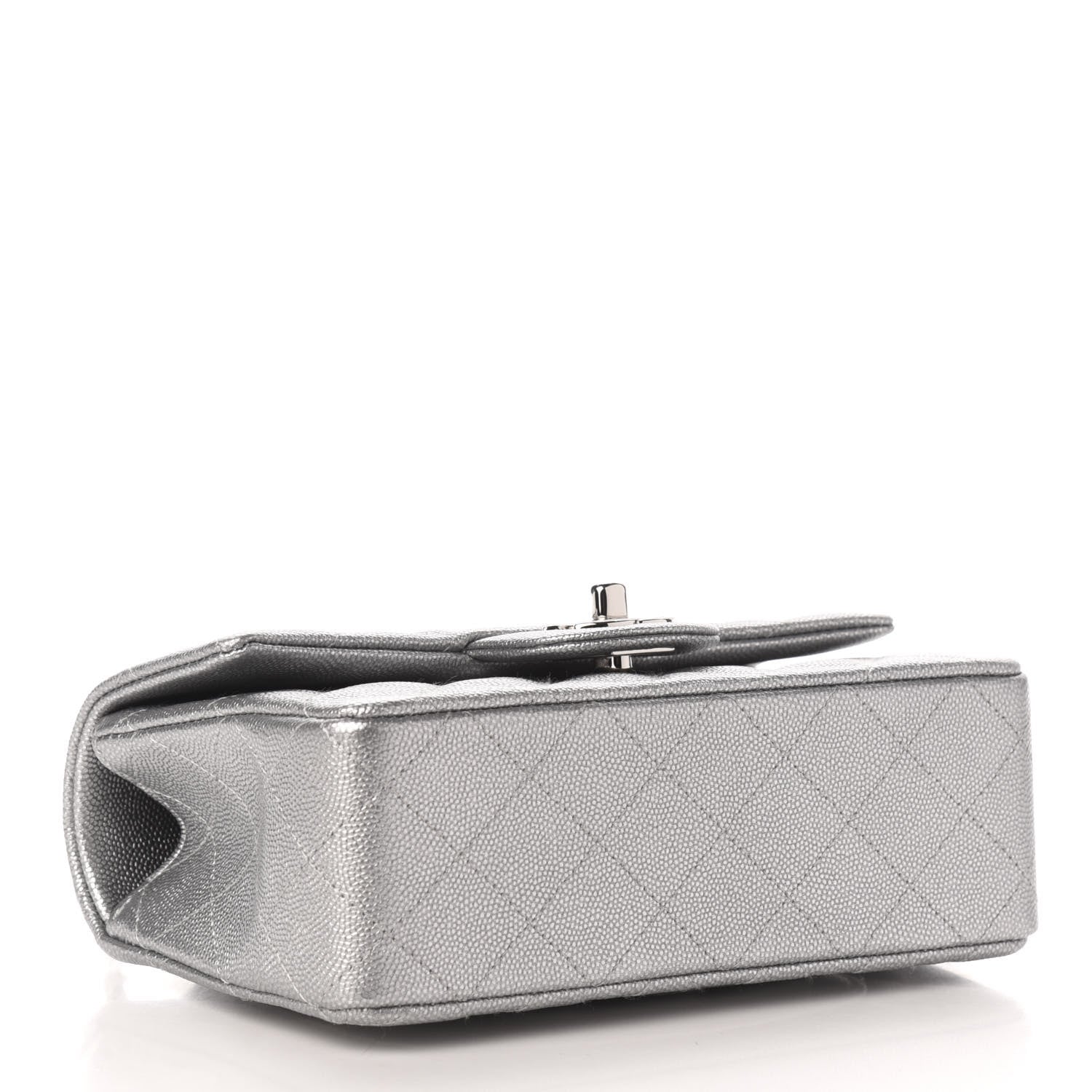 Chanel Metallic Caviar Quilted Mini Top Handle Rectangular Flap Silver 4 of 10