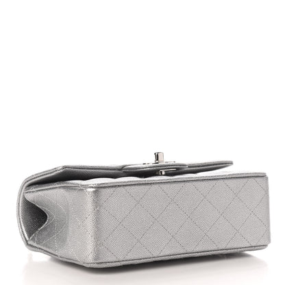 Chanel Metallic Caviar Quilted Mini Top Handle Rectangular Flap Silver 4 of 10