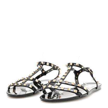 Valentino Garavani PVC Jelly Rockstud Caged Sandals 40 Black 4 of 8