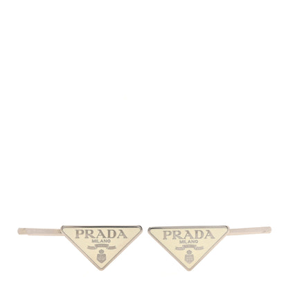 Prada Metal Triangle Hair Clip Set White 1 of 4