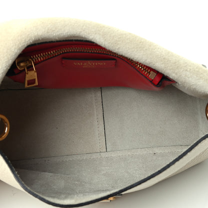 Valentino Garavani Pebbled Calfskin Small VRing Shoulder Bag Light Ivory 4 of 4