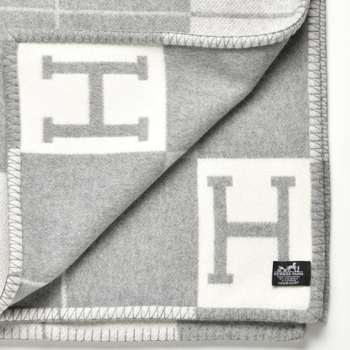 Wool Cashmere Avalon III Blanket Ecru Gris Clair