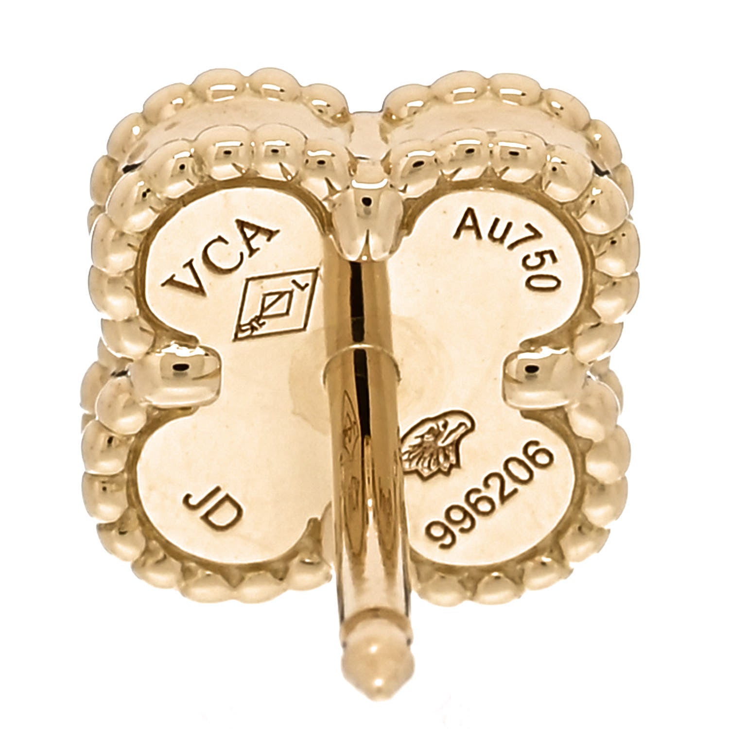 Van Cleef & Arpels 18K Yellow Gold Mother of Pearl Sweet Alhambra Earrings 4 of 5