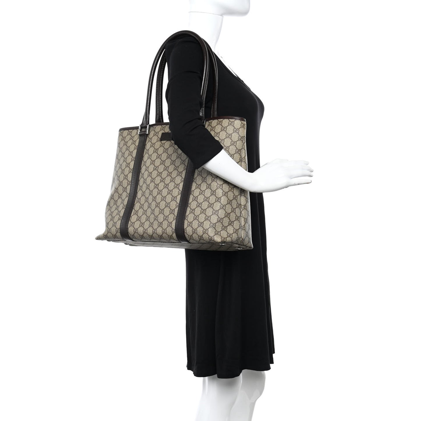GG Plus Monogram Tote Dark Brown