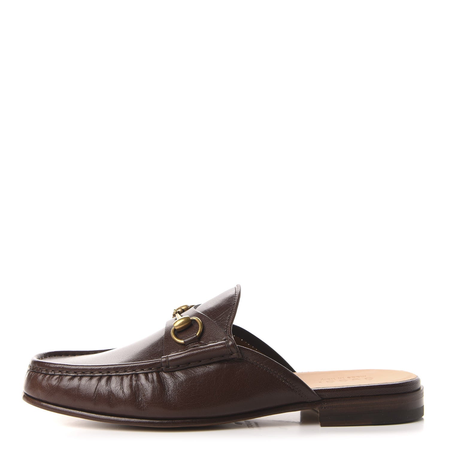 Gucci Goatskin Mens Horsebit Slippers 10 Light Brown 1 of 10