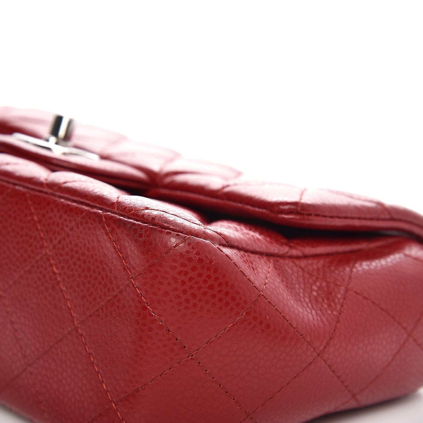 Caviar Quilted Mini Rectangular Flap Dark Red