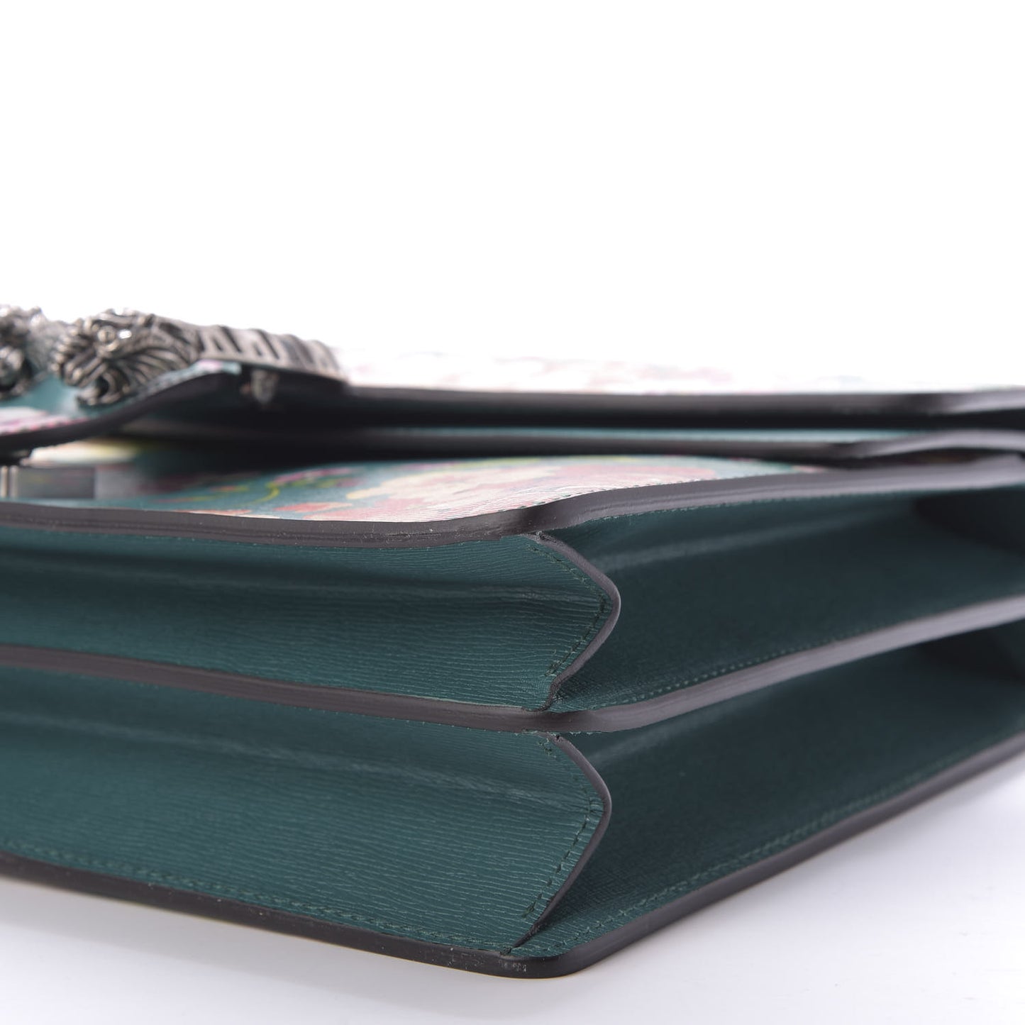 Calfskin Blooms Print Medium Dionysus Shoulder Bag Bright Emerald Multicolor
