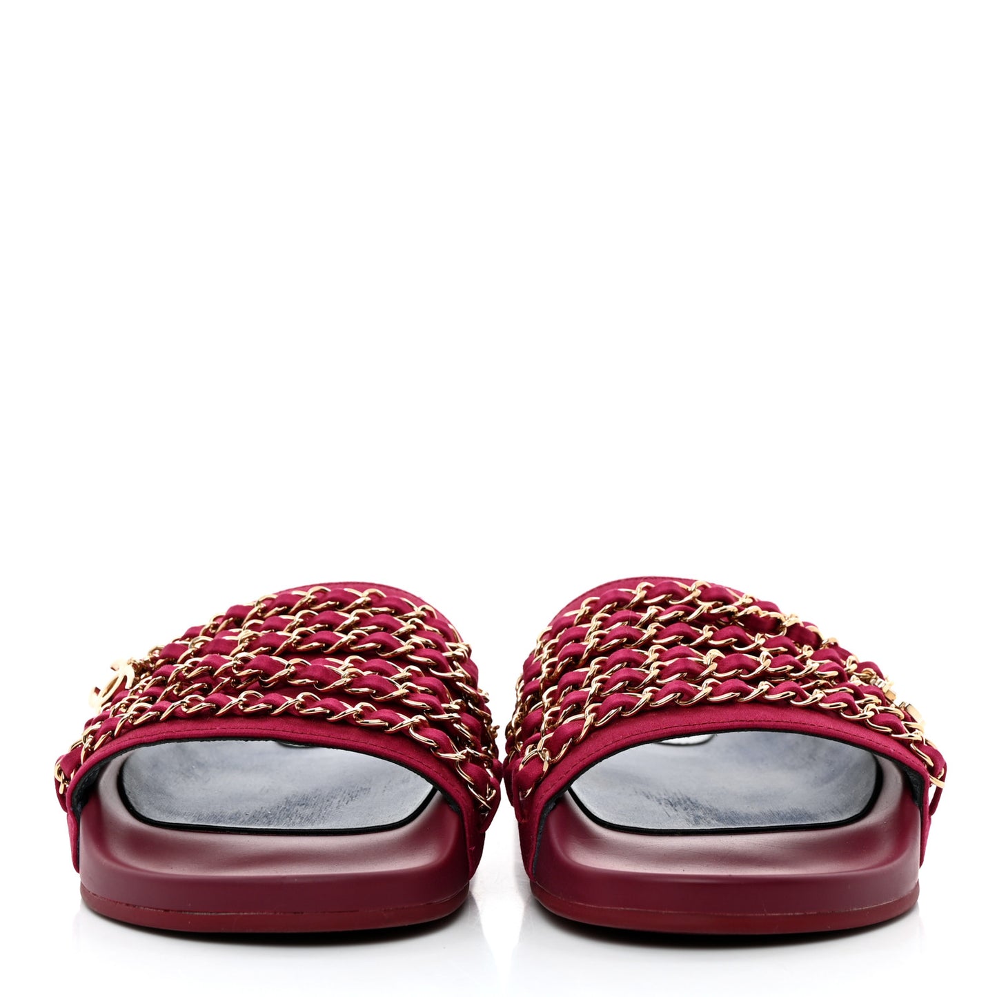 Satin Chain Flat Sandals 39 Dark Fuchsia