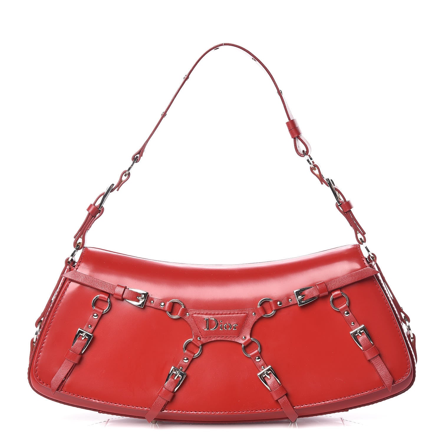 Christian Dior Glazed Calfskin Shoulder Bag Rouge 1 of 9