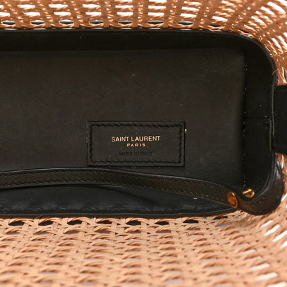 Saint Laurent Woven Cane Calfskin North South Tote Bag Black 7 of 10