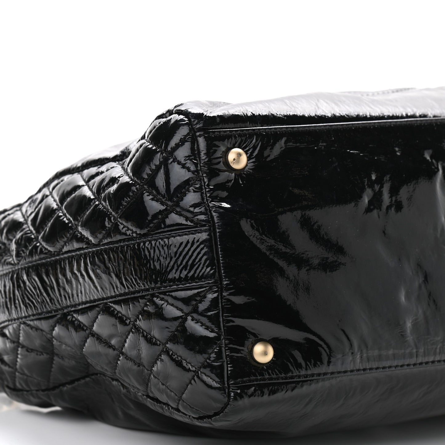 Patent Quilted CC Tote Black