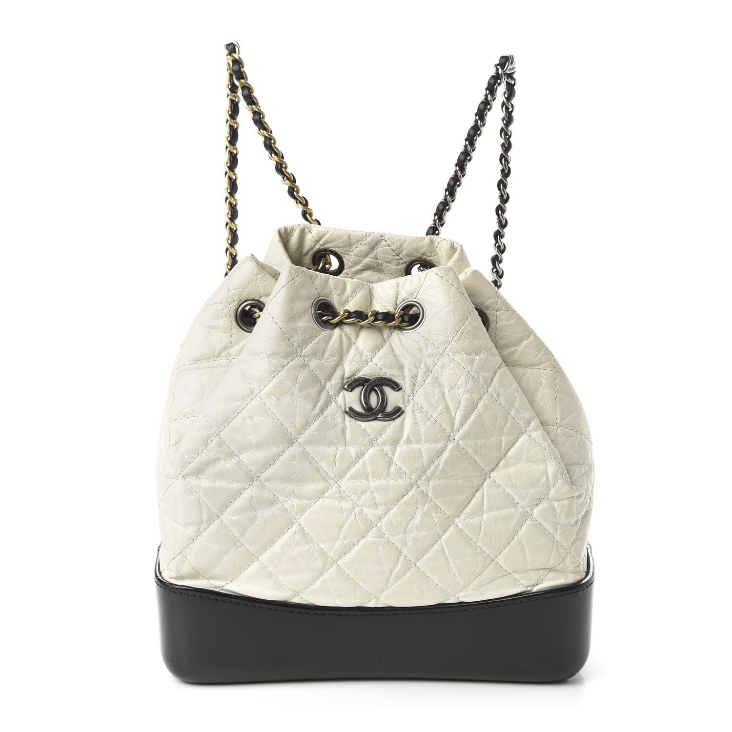 Chanel Aged Calfskin Quilted Small Gabrielle Backpack Black White 1 of 9