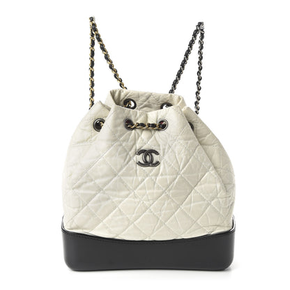 Chanel Aged Calfskin Quilted Small Gabrielle Backpack Black White 1 of 9
