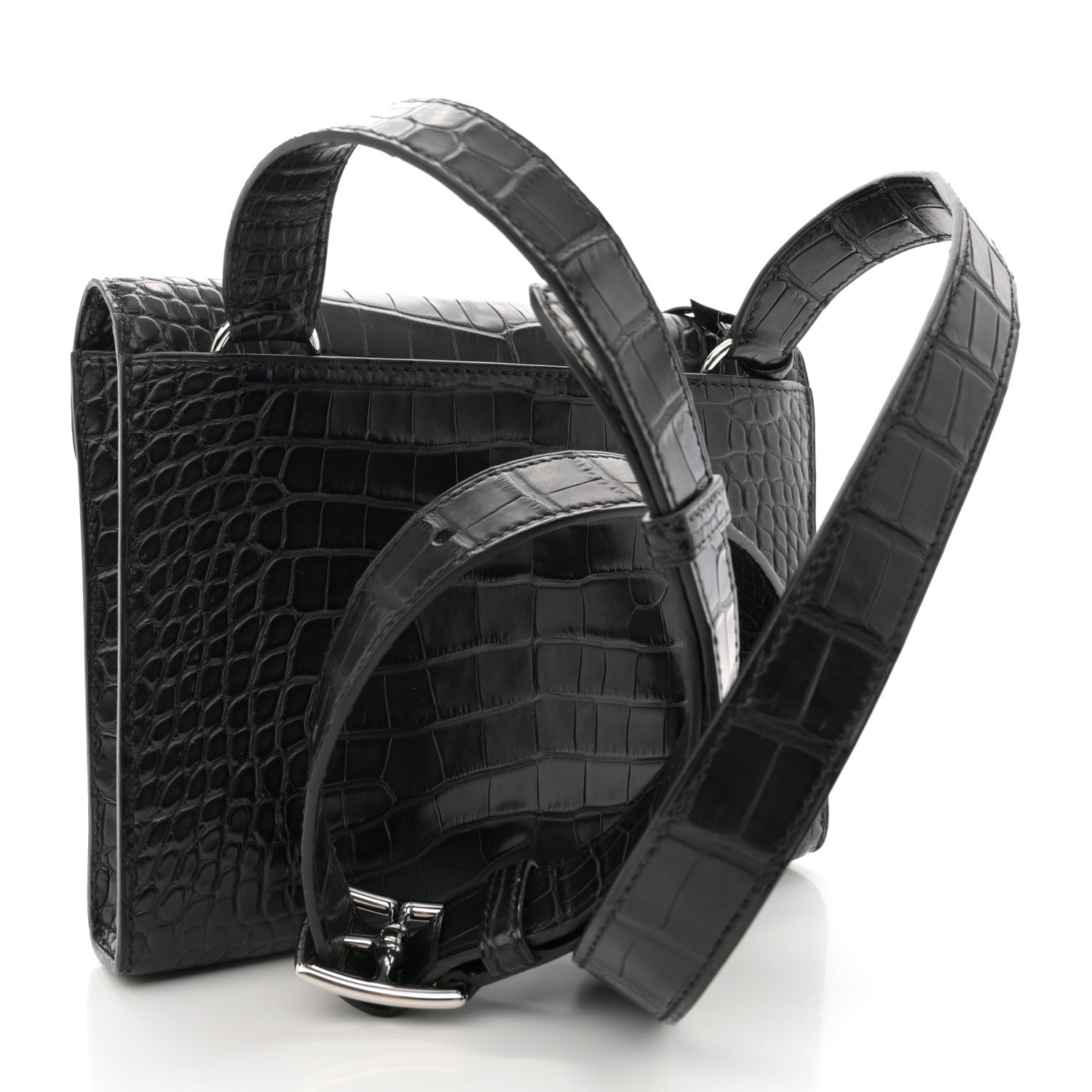 Hermes Matte Alligator Sac A Depeches 21 Messenger Bag Black
