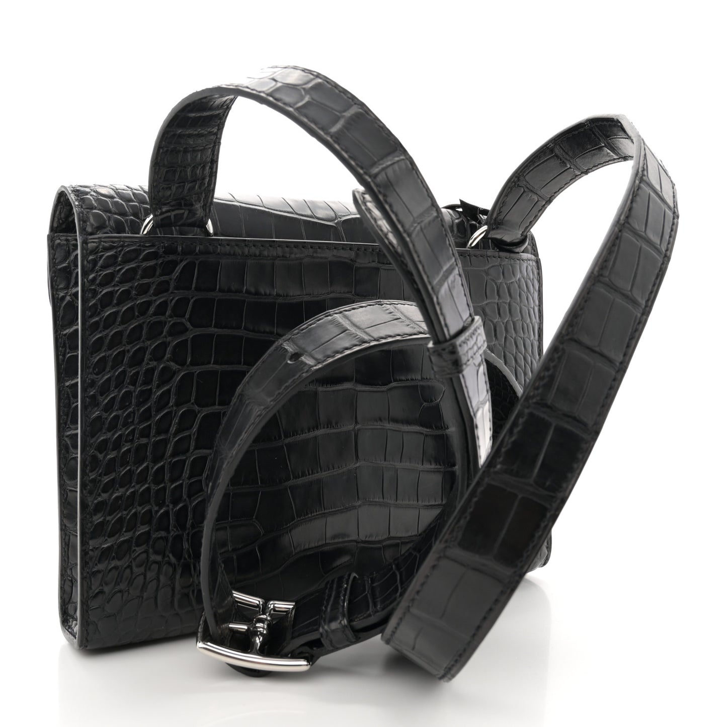 Matte Alligator Sac A Depeches 21 Messenger Bag Black