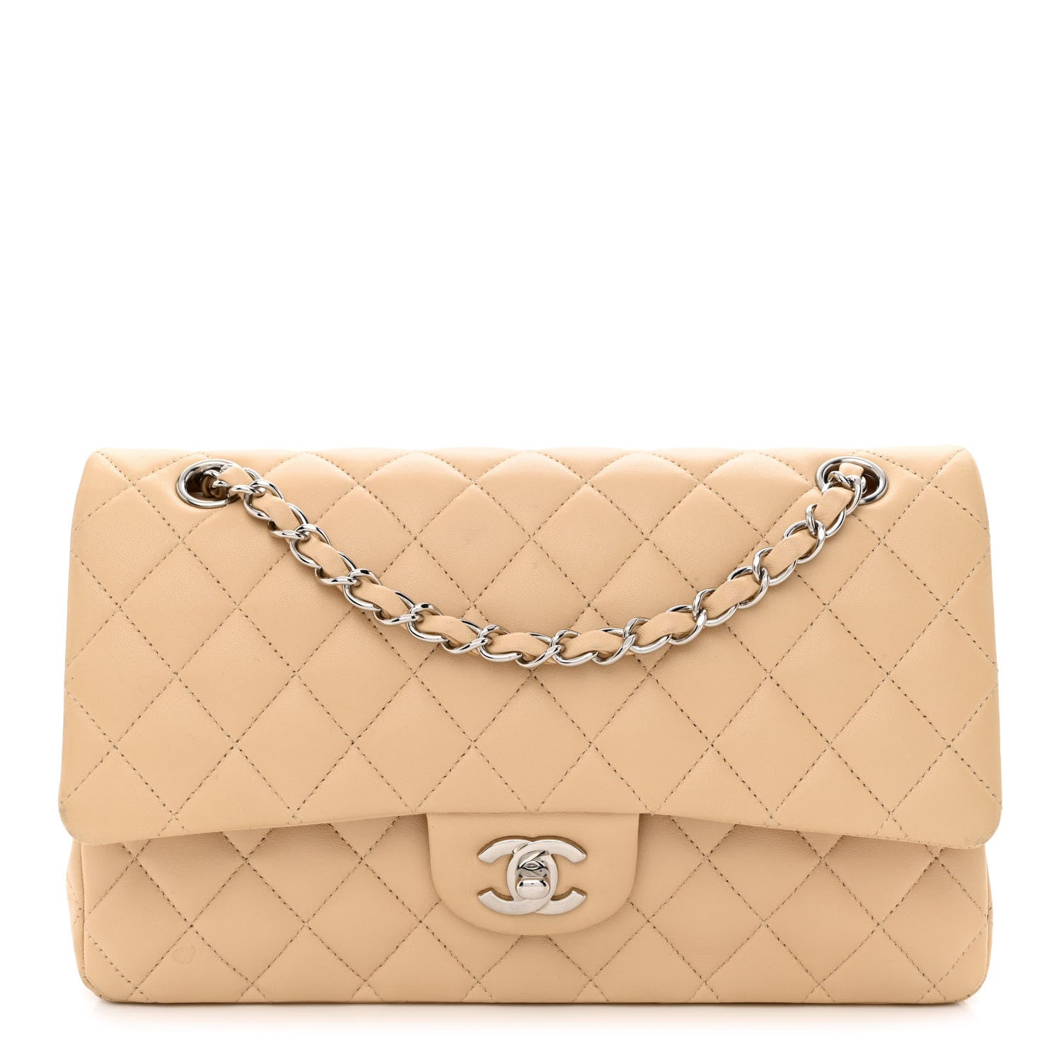 Chanel Lambskin Quilted Medium Double Flap Beige 1 of 13