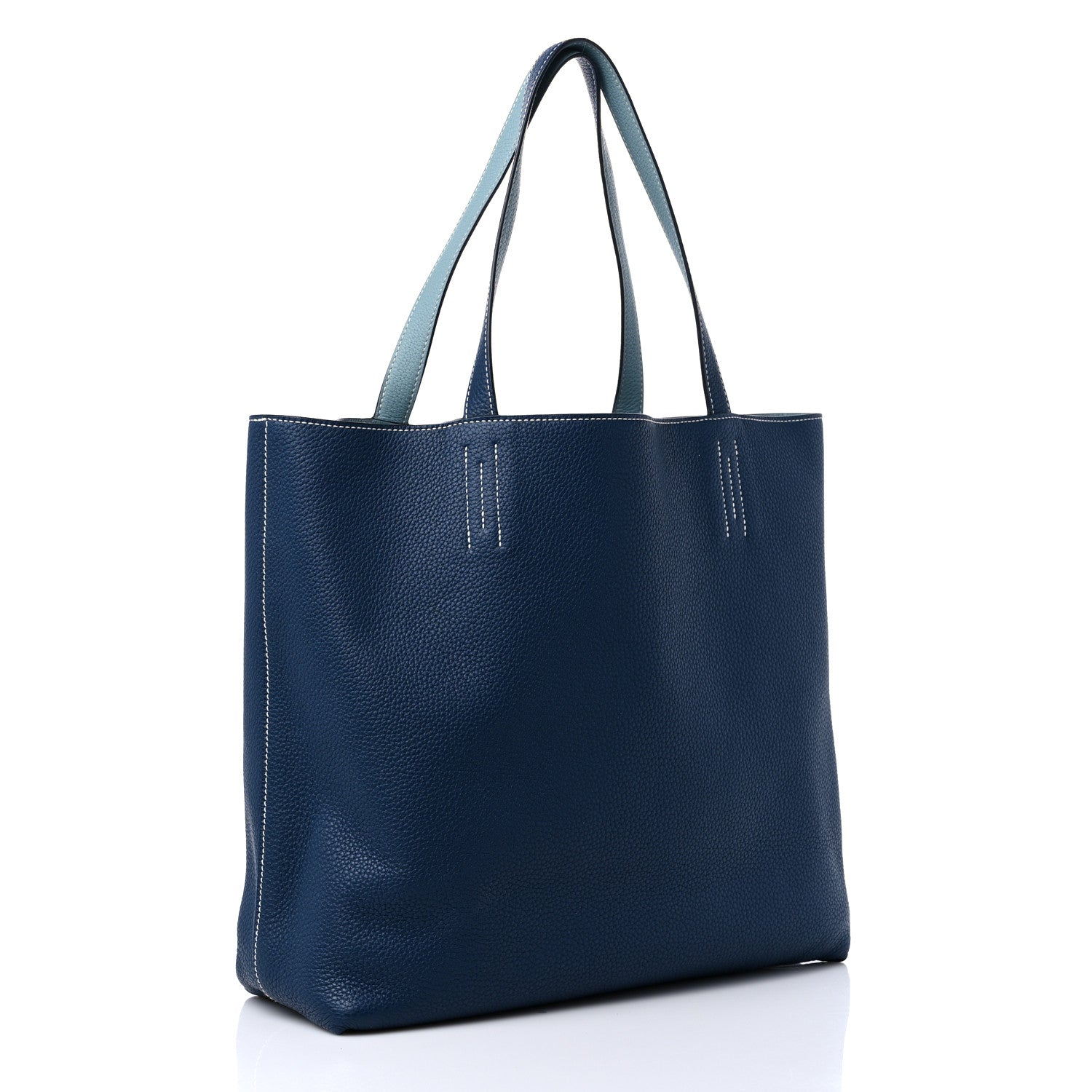 Hermes Taurillon Clemence Double Sens 36 Reversible Tote Bleu Sapphire Izmir 2 of 12