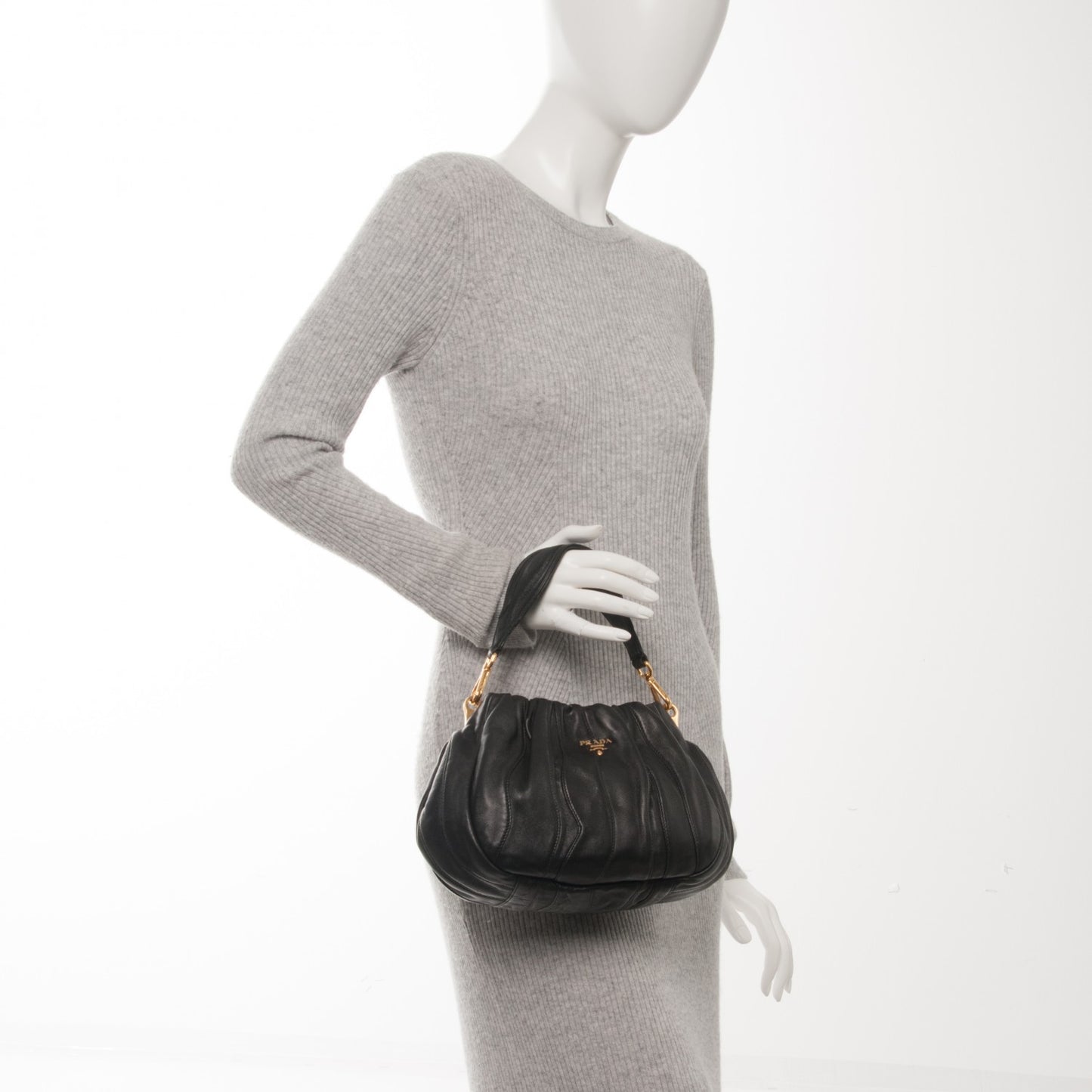 Nappa Mordore Stripes Shoulder Bag Nero Black