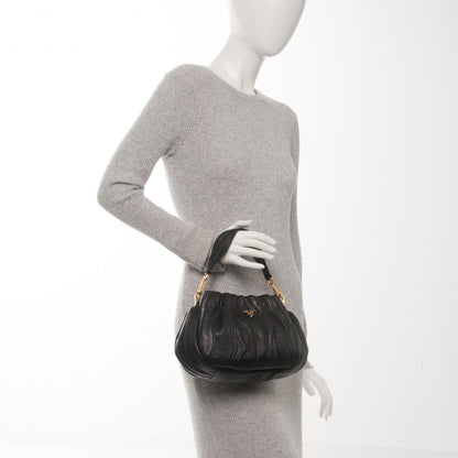 Prada Nappa Mordore Stripes Shoulder Bag Nero Black 2 of 7