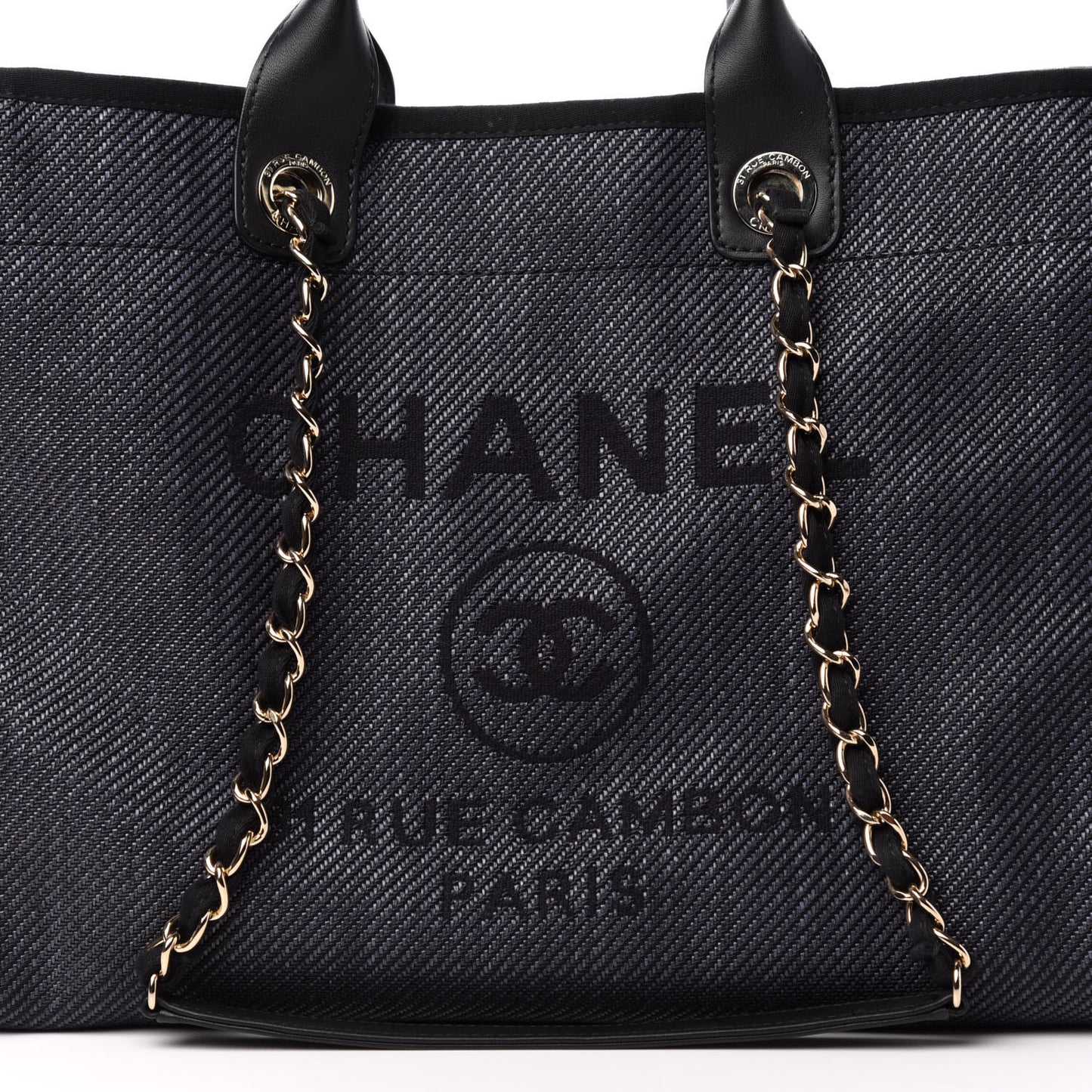 Mixed Fibers Calfskin Medium Deauville Tote Blue