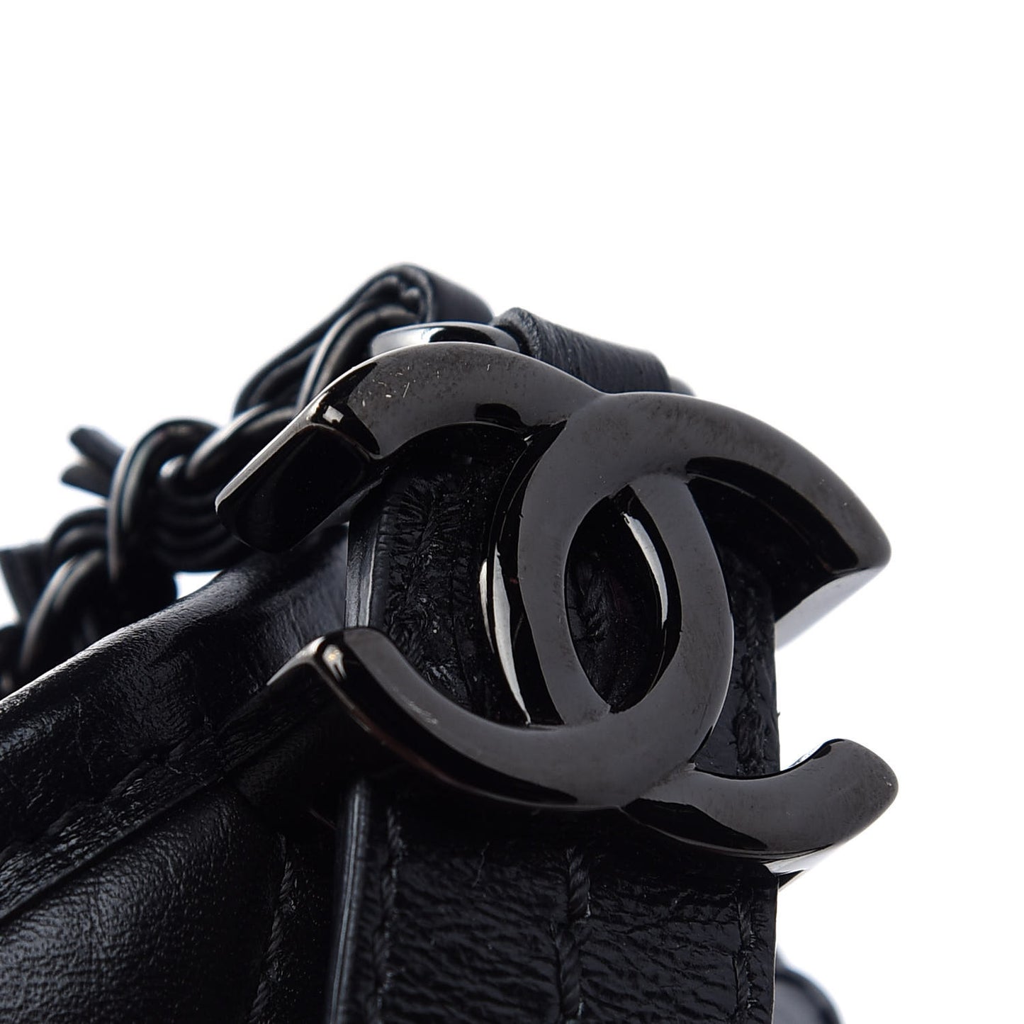 Aged Calfskin Chevron Quilted Small Gabrielle Hobo So Black
