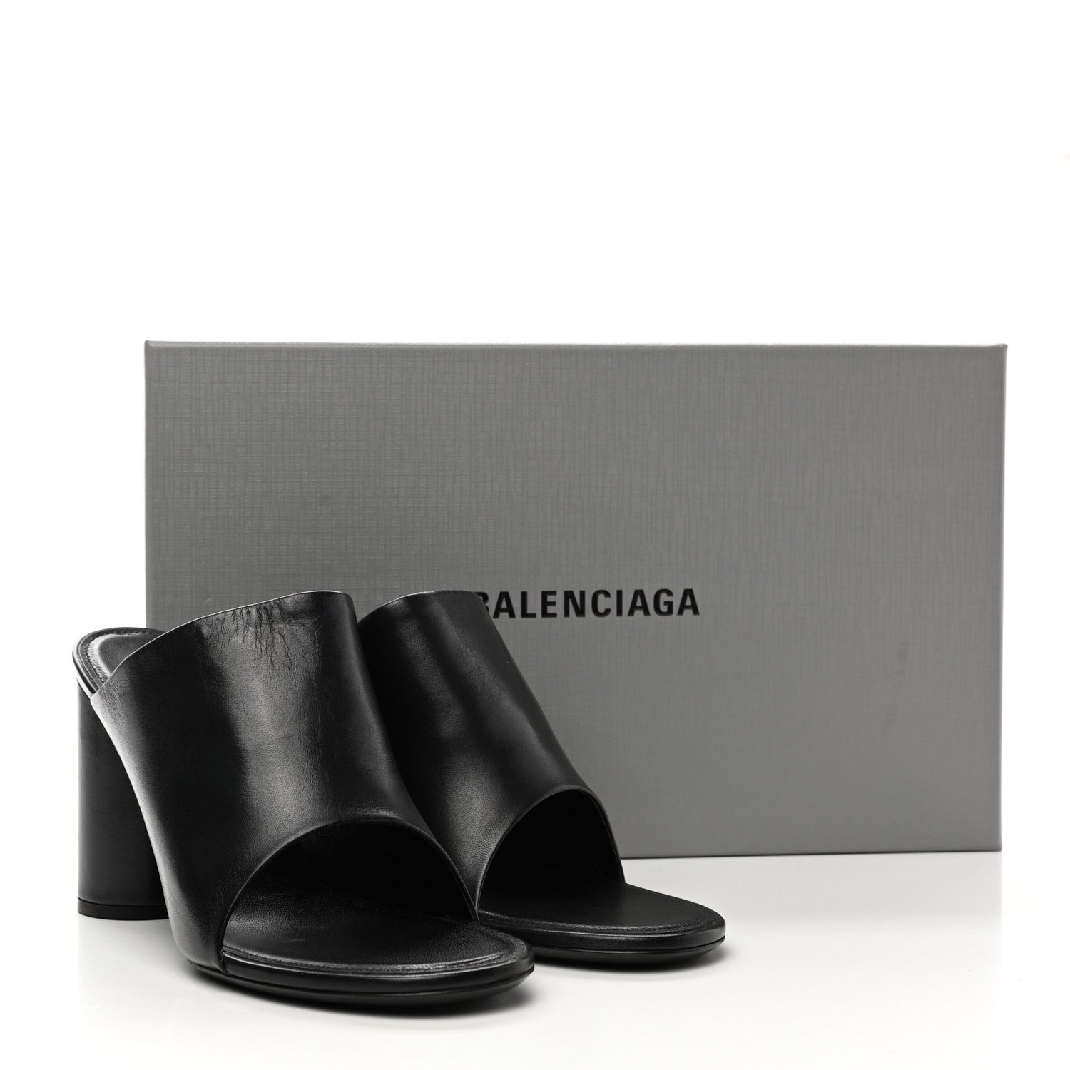 Balenciaga Shiny Sheepskin Oval 90mm Mule Pump 39 Black White 13 of 13