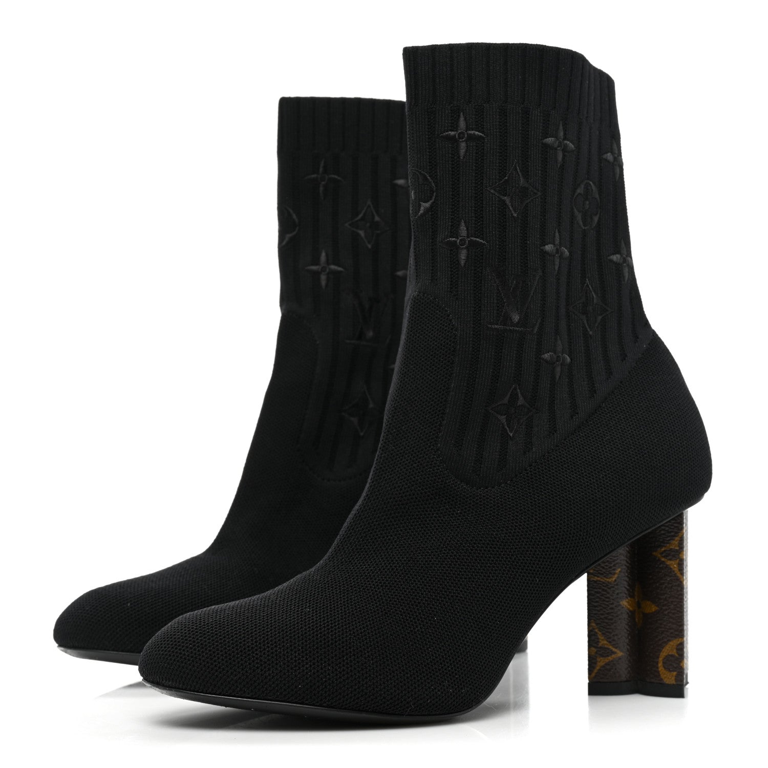 Louis Vuitton Monogram Stretch Fabric Silhouette Ankle Boots 38 Black 3 of 7